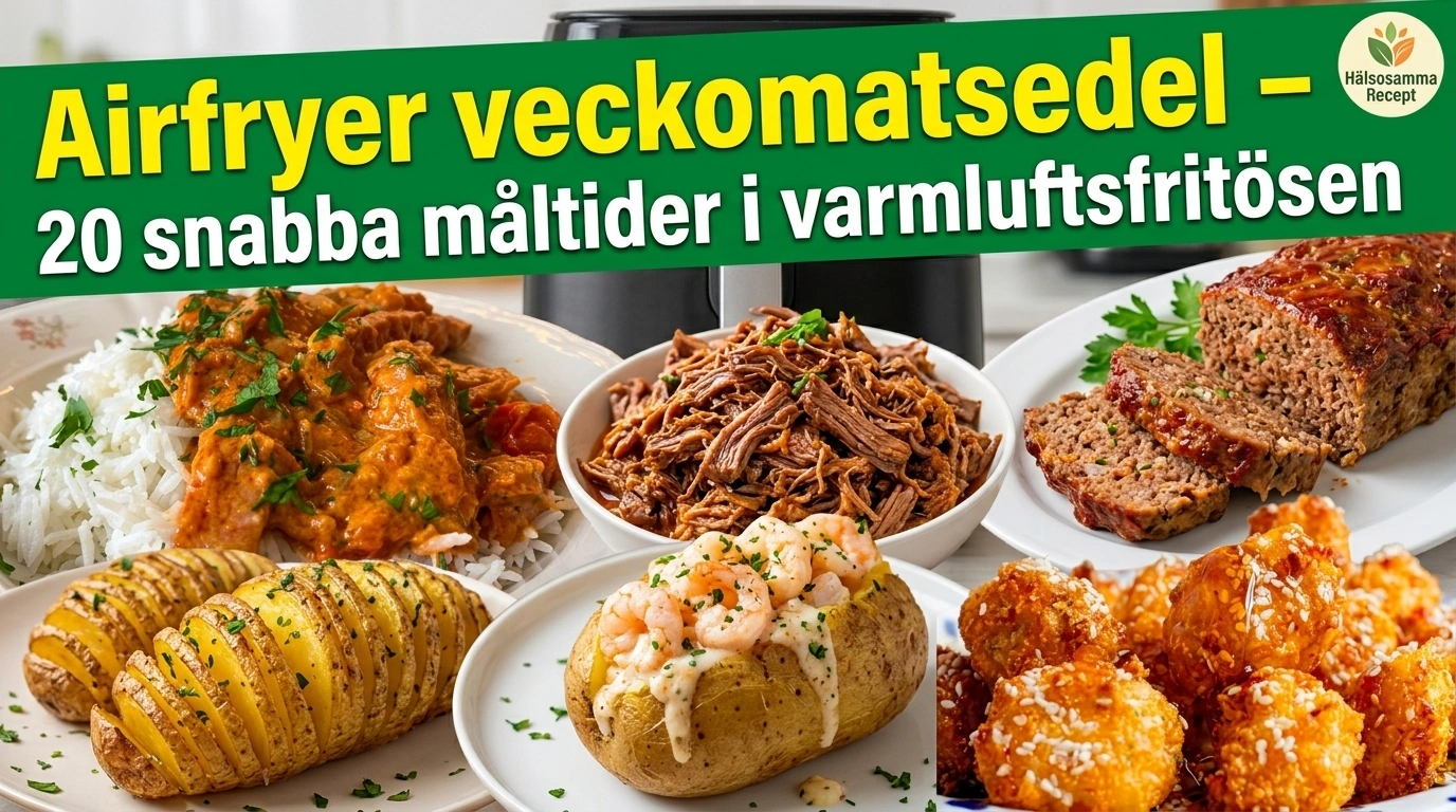 Airfryer veckomatsedel – 20 snabba måltider i varmluftsfritösen