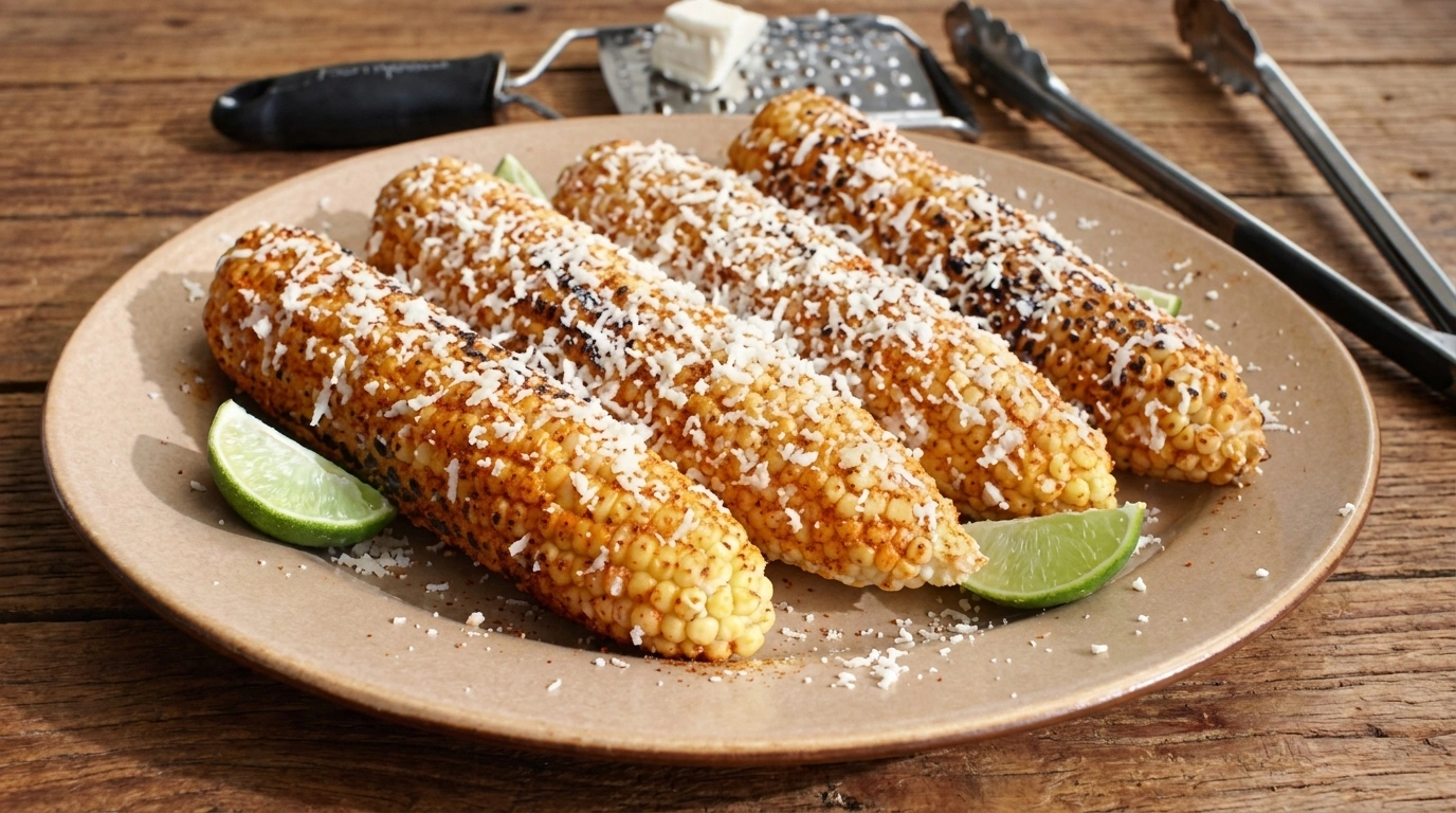 Grilled corn elotes med chili-lime mayo | Mexikanska grillspett med smakrik majonnäs