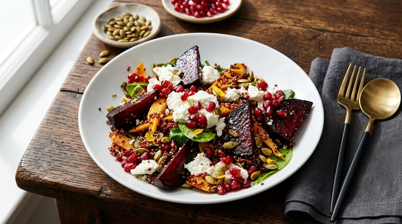 Quinoasallad med rödbetor, fetaost och valnötter – Ännu godare dagen efter - traditionellt Svensk Middag recept, perfekt till vardagsmiddag