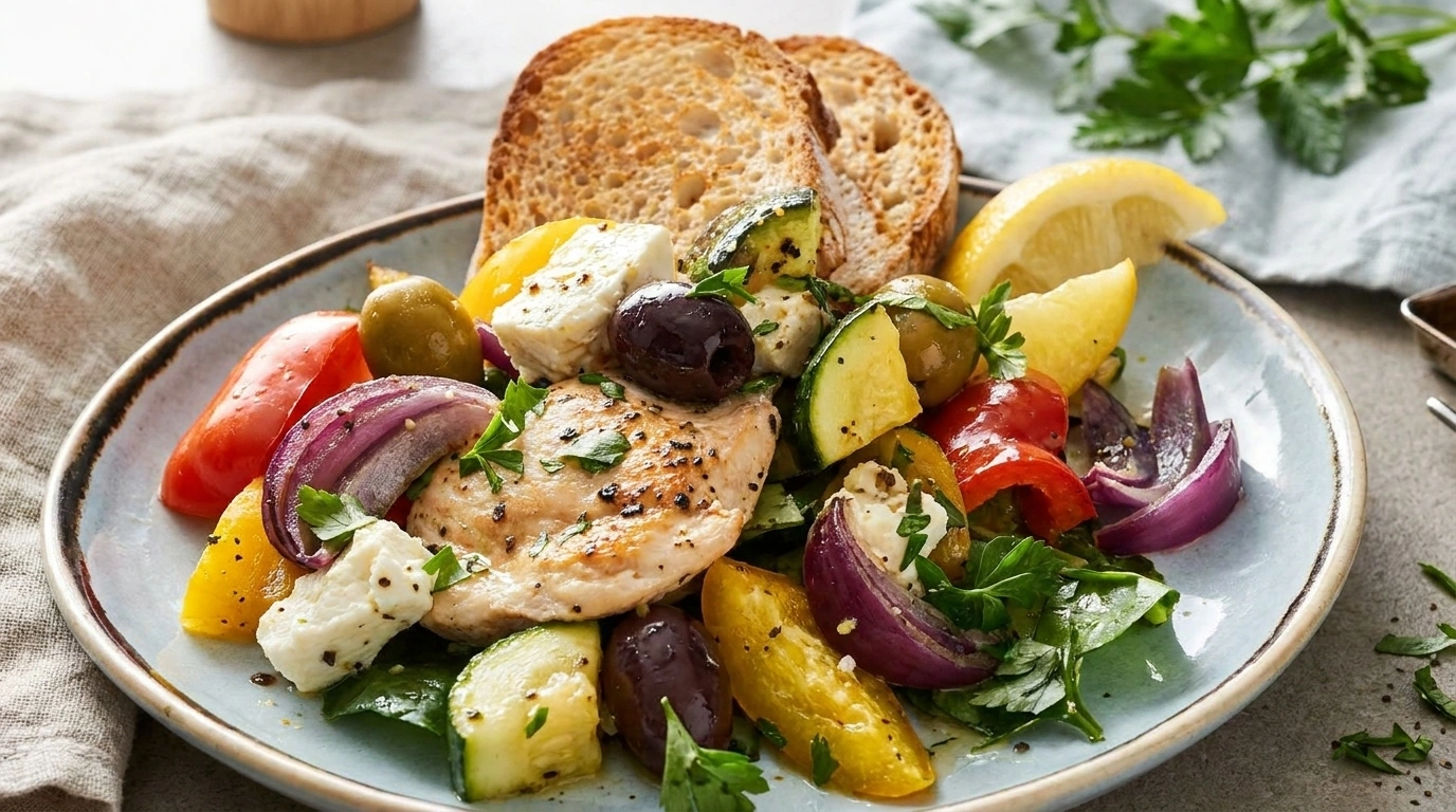 Färdig tzatziki med bröd och grönsaker – Grekisk snack på 3 minuter - traditionellt Grekisk Mellanmål recept, perfekt till vardagsmiddag