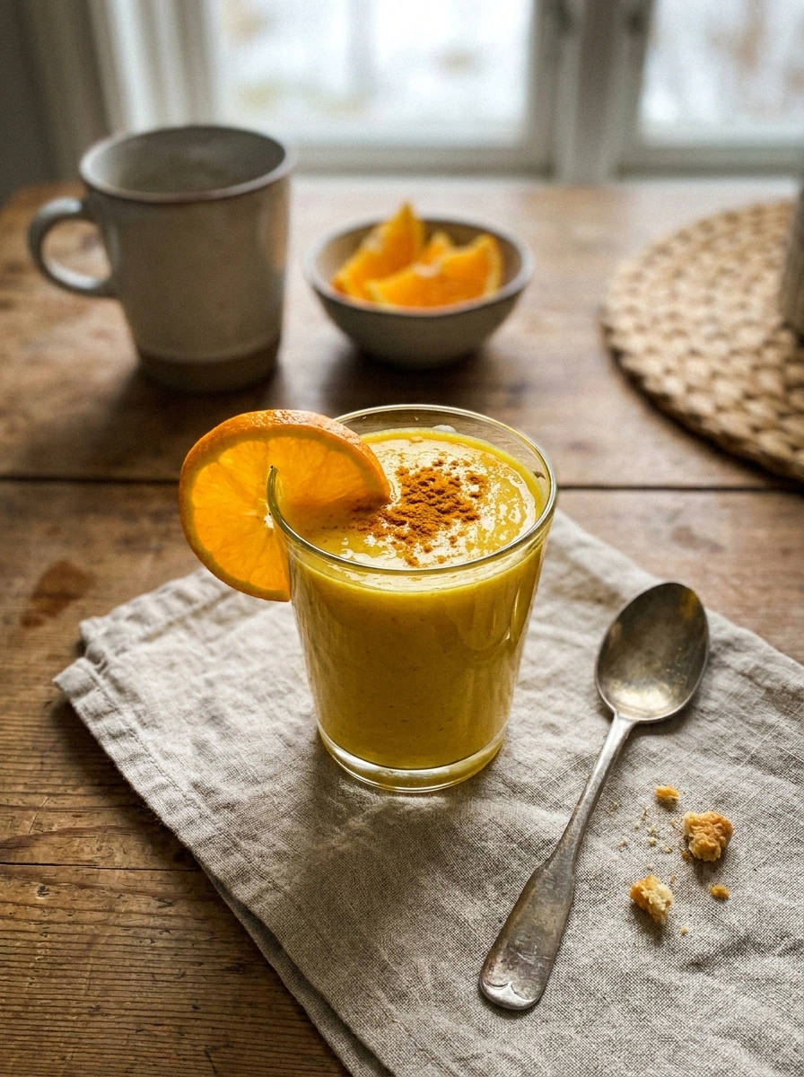 Gurkmeja Apelsin Immunsmoothie – Curcumin Power - traditionellt Sverige Frukost recept, perfekt till vardagsmiddag
