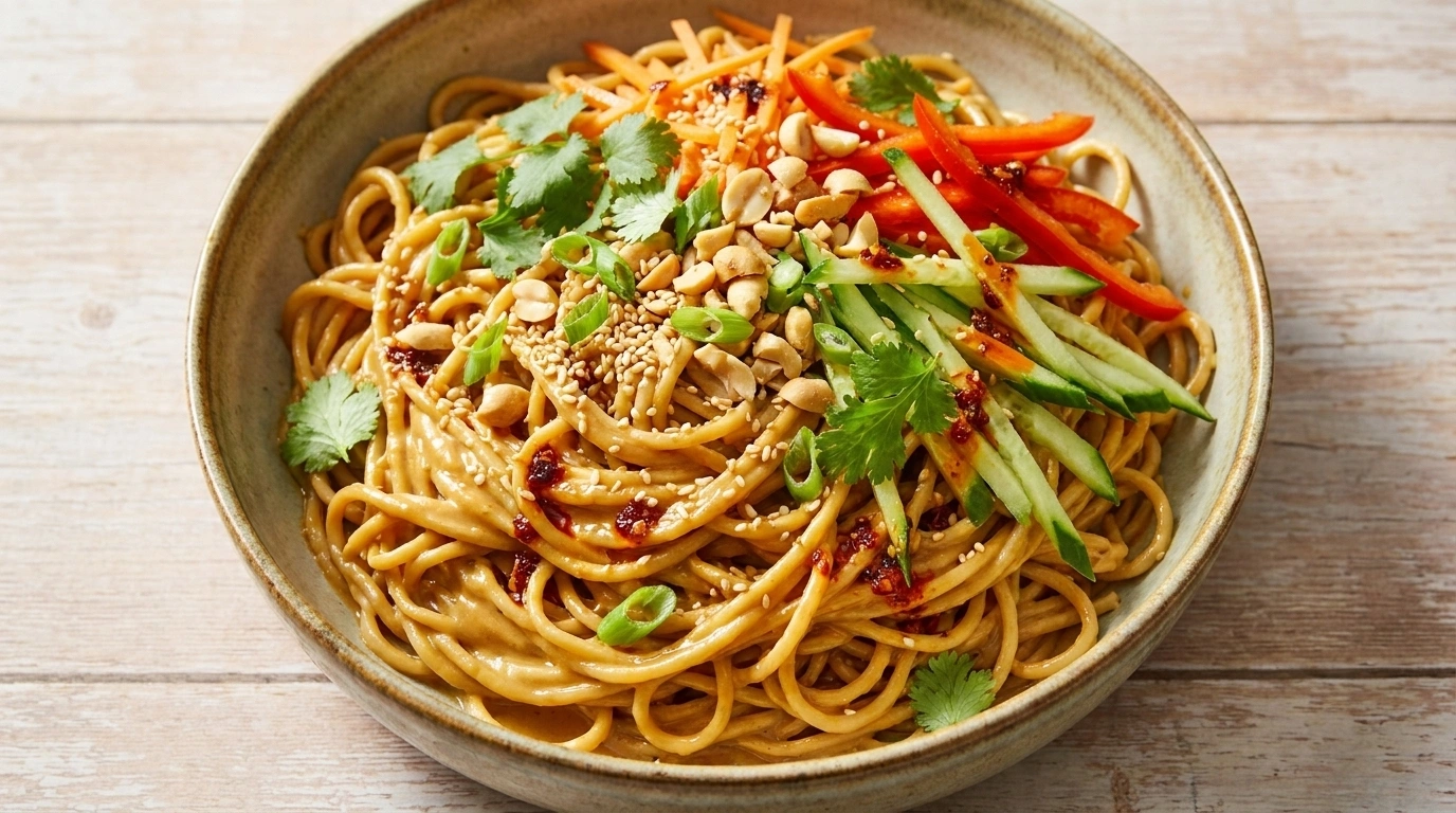 Kall nudelsallad med sesamdressing