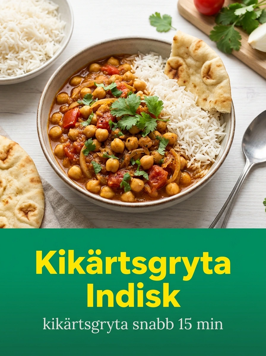 Kikärtsgryta Indisk - snabbt 20 min recept