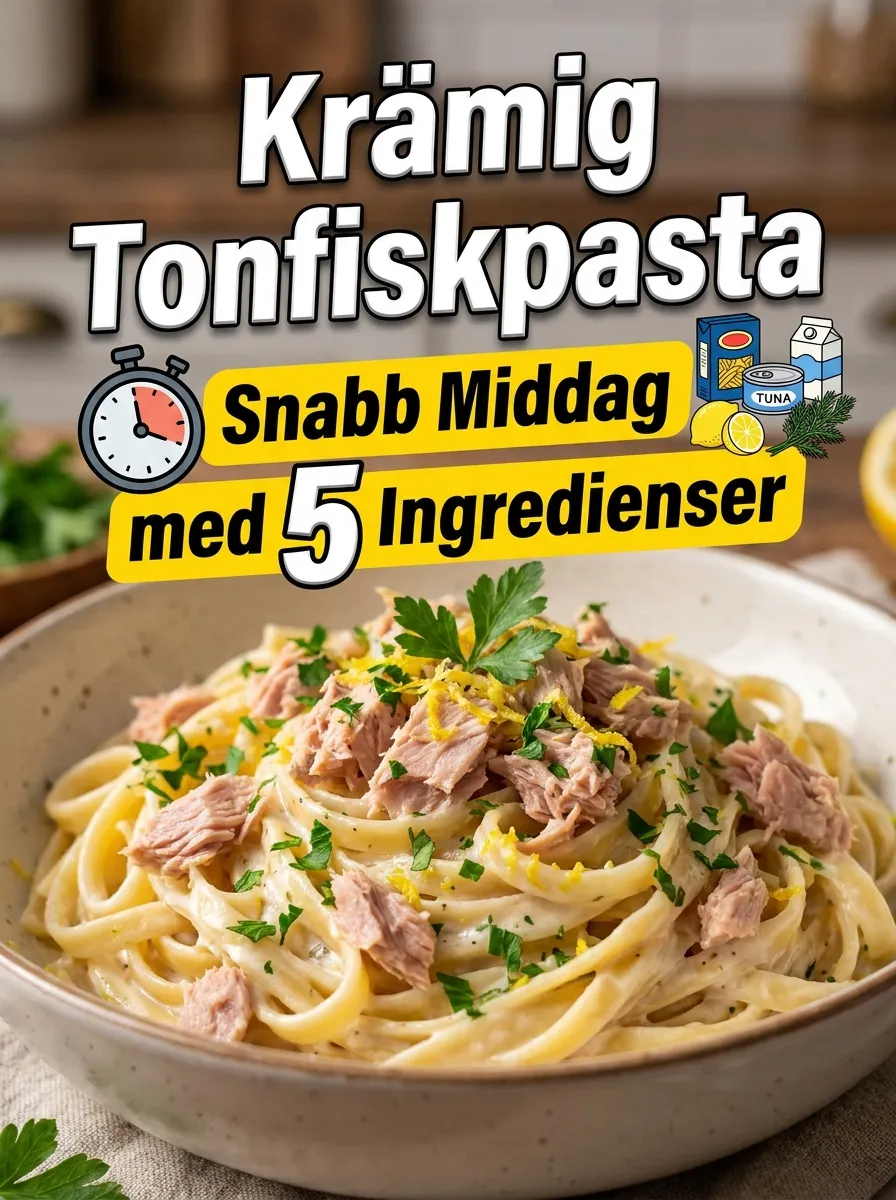 Krämig Tonfiskpasta - snabb middag recept med få ingredienser