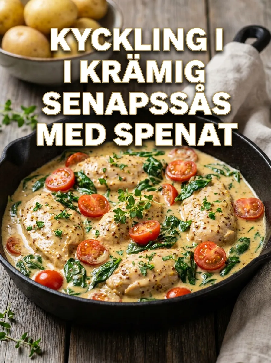 Kyckling i Senapssås med Spenat