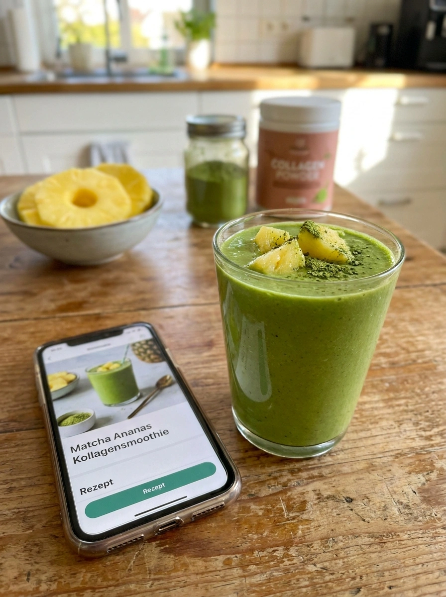 Matcha Ananas Kollagensmoothie – Grön Protein Power - traditionellt Sverige Frukost recept, perfekt till vardagsmiddag