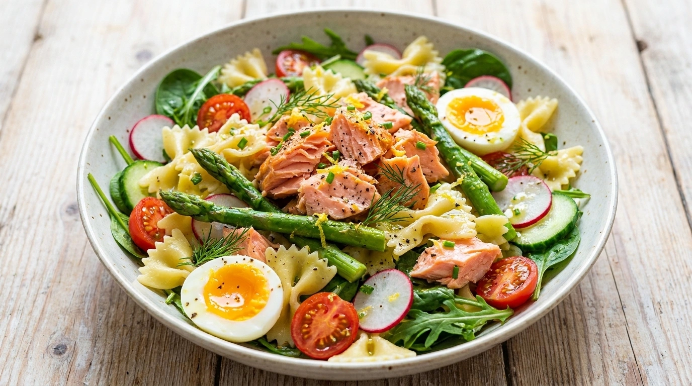 Pastasallad med rökt lax