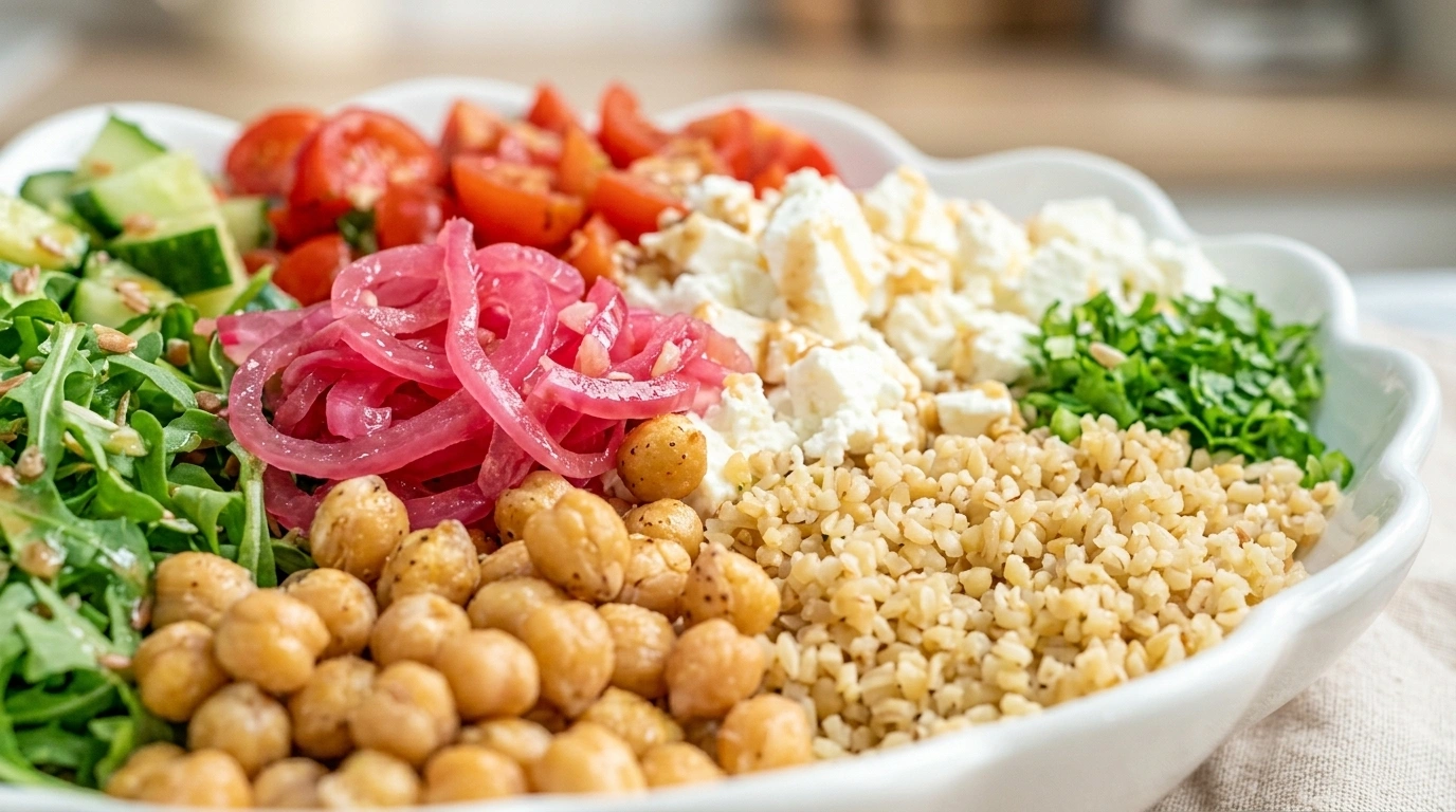 Quinoasallad med rabarber, fetaost och mynta – Perfekt sommarlunch på 30 min - traditionellt Sverige Sallad recept, perfekt till vardagsmiddag