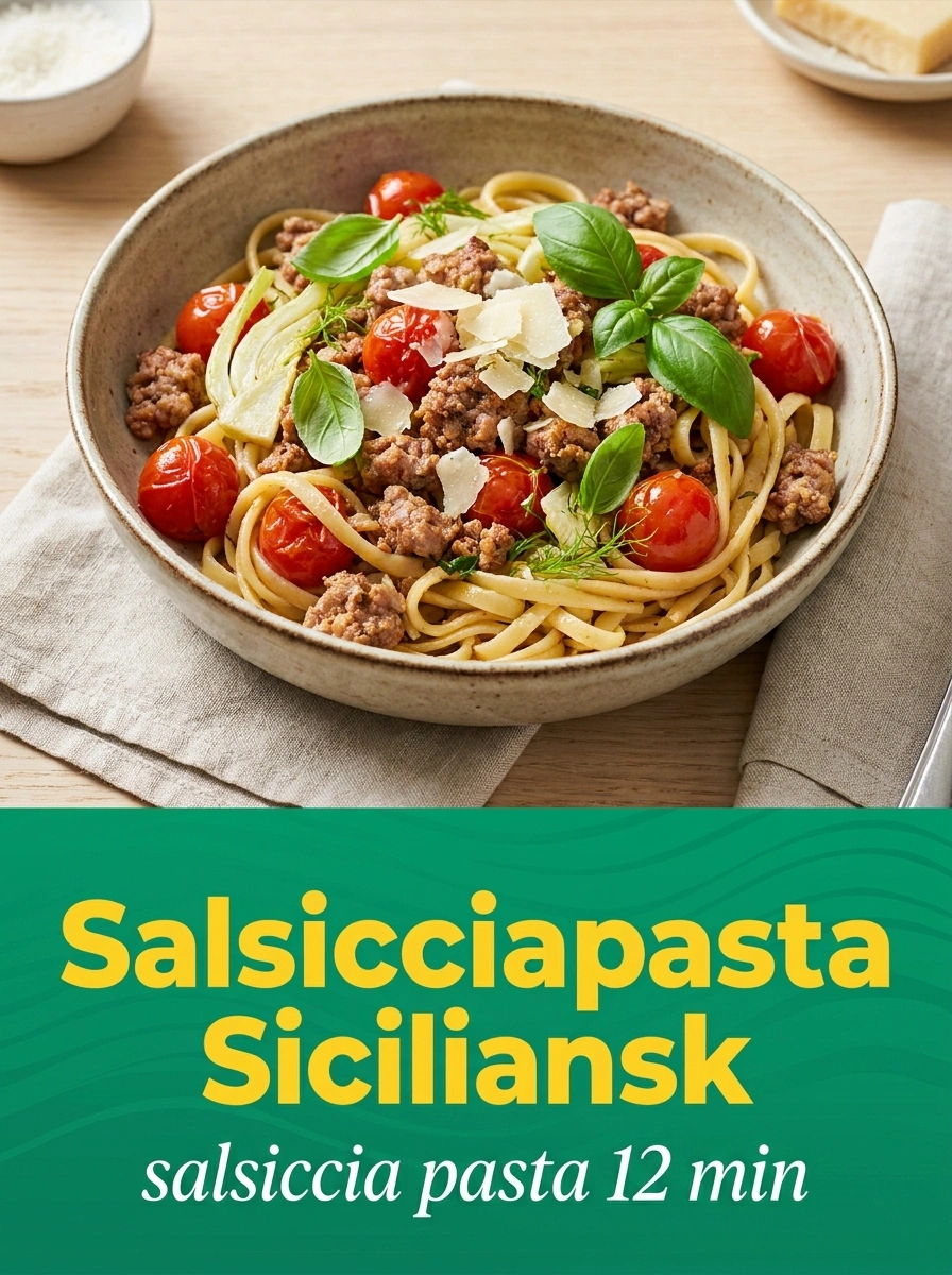 Salsicciapasta Siciliansk - snabbt 25 min recept