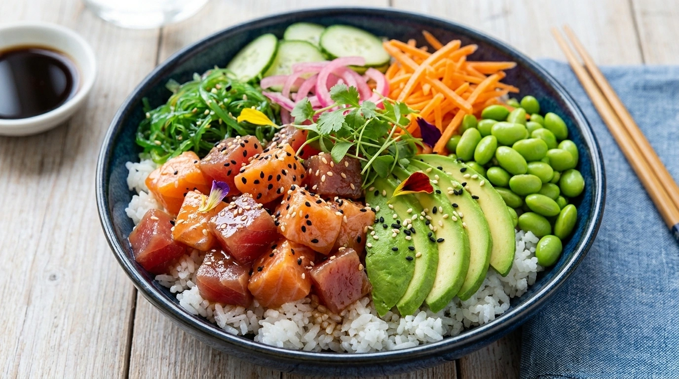 Sushibowl med lax och gurka