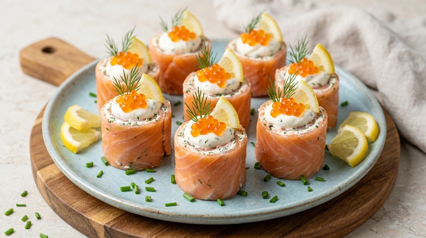 Tunnbrödrullar med lax och dill