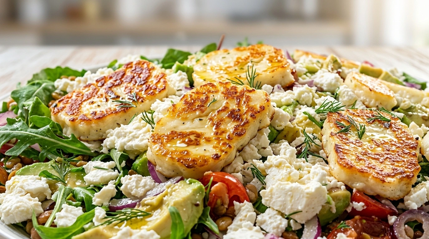 Varm rabarbersallad med halloumi, valnötter och honung – Fräsch sommarrätt på 20 min - traditionellt Sverige Sallad recept, perfekt till vardagsmiddag