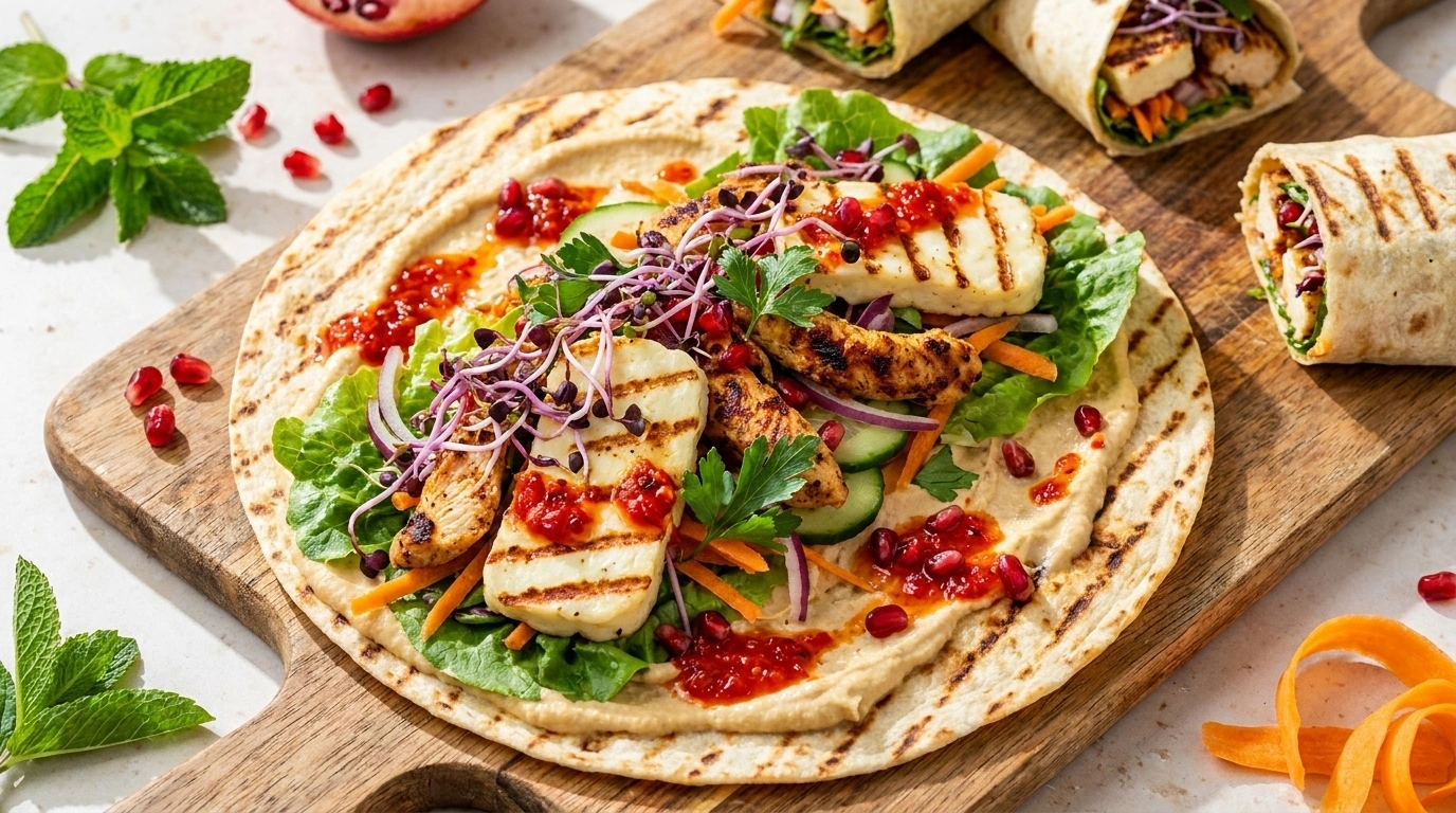 Wraps med hummus och grillade grönsaker