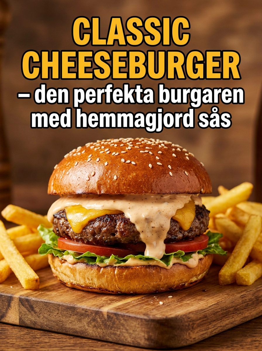 Classic Cheeseburger – amerikansk hamburgare med ost som på restaurang