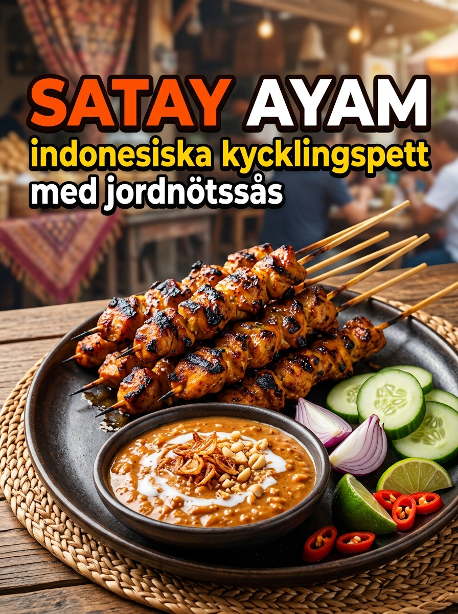 Satay Ayam: indonesiska kycklingspett med jordnötssås