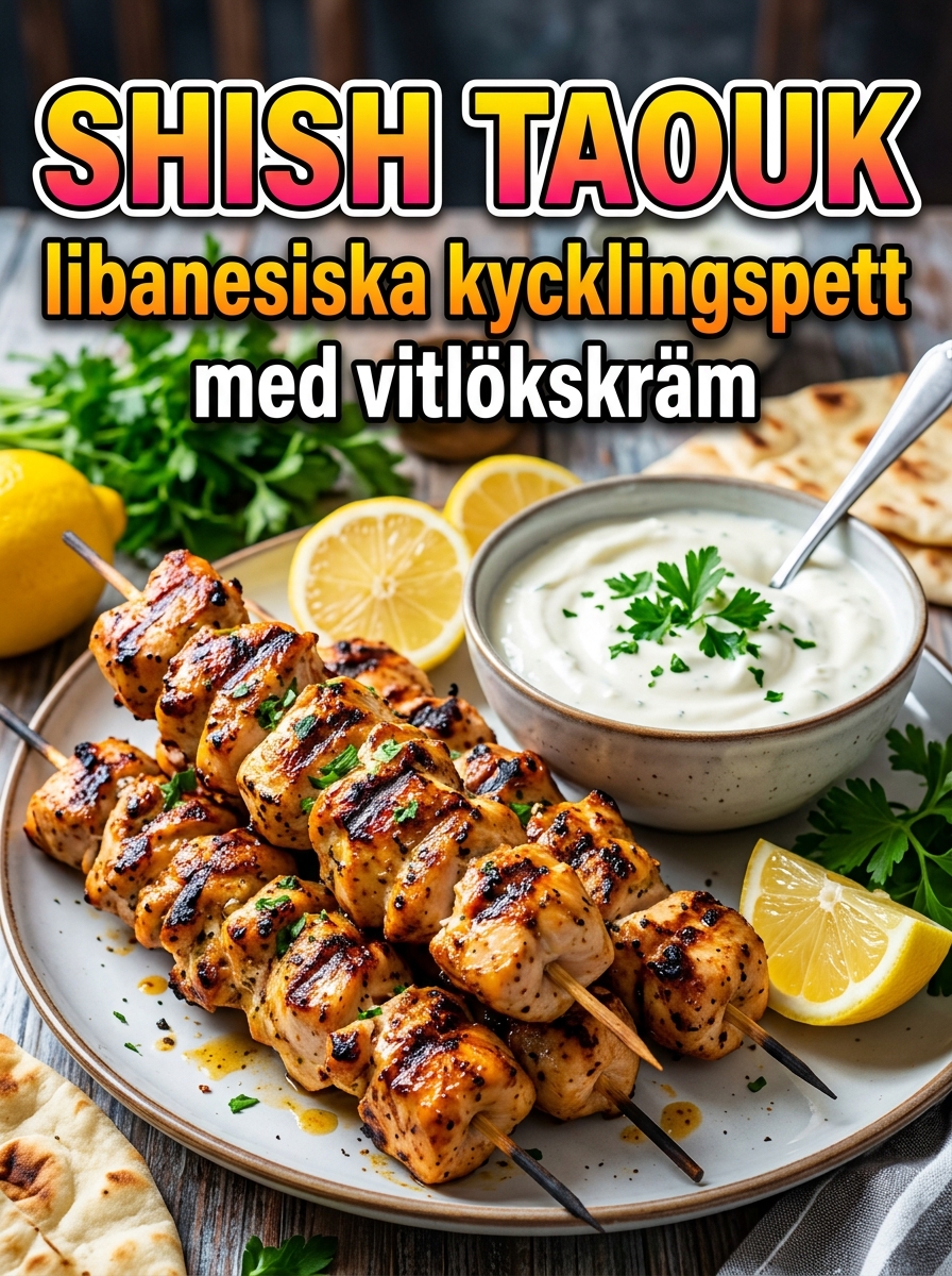 Shish Taouk – libanesiska kycklingspett med vitlökskräm