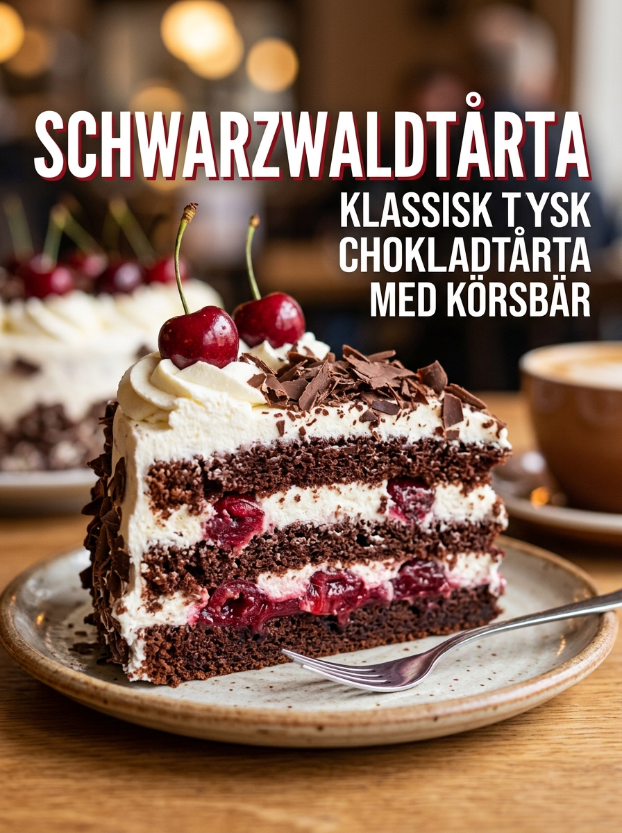 Schwarzwaldtårta: klassisk tysk chokladtårta med körsbär – saftig och lyxig