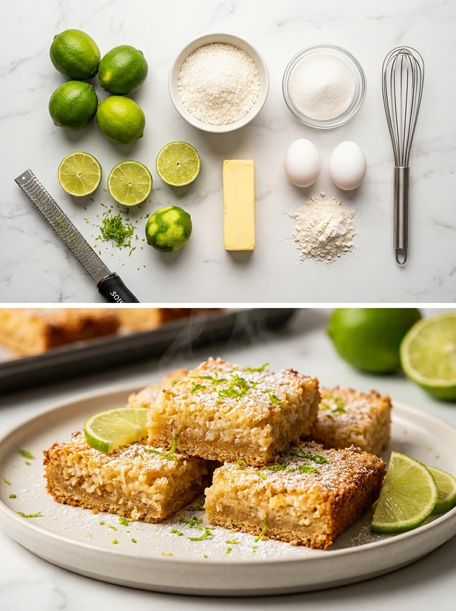 Klassiska kokosrutor med lime