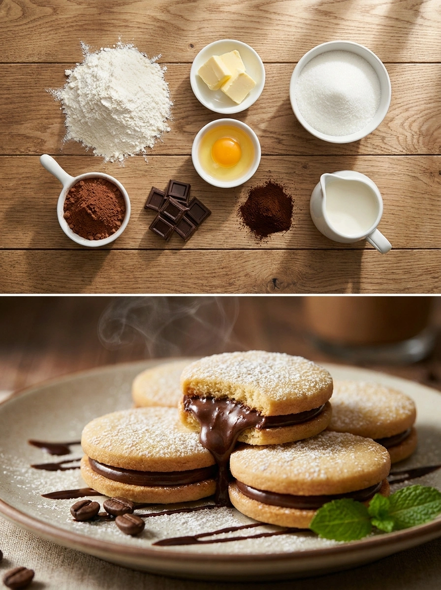 Mördegskakor med Mochafyllning - traditionellt Sverige Kakor & kaffe recept, perfekt till vardagsmiddag